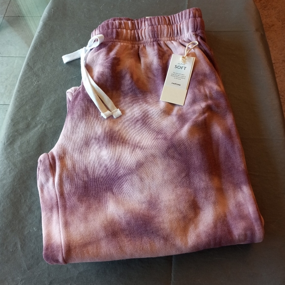 Reflex Tie Dye Print Brushed Fleece Jogger Sweatpants in Purple - Picture 2 of 3